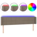 Tăblie de pat cu LED, gri taupe, 203x16x78/88 cm, textil