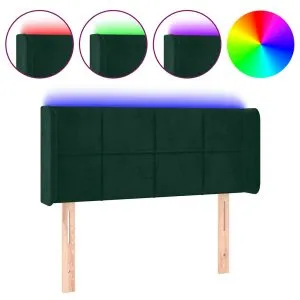 Tăblie de pat cu LED, verde închis, 83x16x78/88 cm, catifea