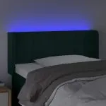 Tăblie de pat cu LED, verde închis, 83x16x78/88 cm, catifea