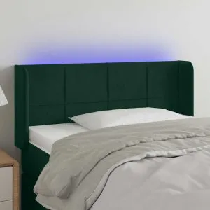 Tăblie de pat cu LED, verde închis, 83x16x78/88 cm, catifea