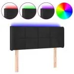 Tăblie de pat cu LED, negru, 93x16x78/88 cm, catifea