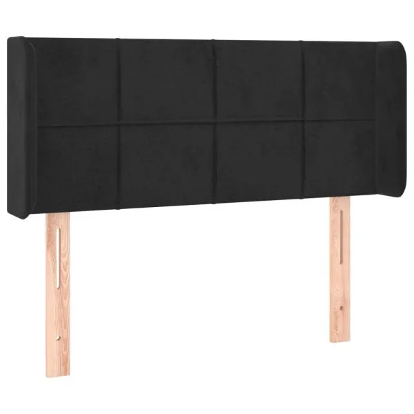 Tăblie de pat cu LED, negru, 93x16x78/88 cm, catifea