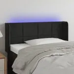 Tăblie de pat cu LED, negru, 93x16x78/88 cm, catifea