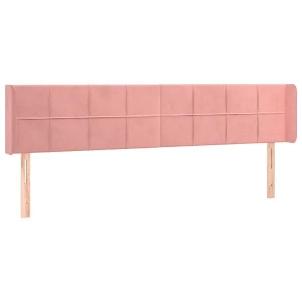 Tăblie de pat cu LED, roz, 163x16x78/88 cm, catifea