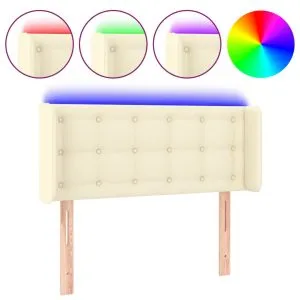 Tăblie de pat cu LED, crem, 83x16x78/88 cm, piele ecologică