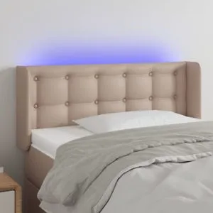 Tăblie de pat cu LED, cappuccino, 93x16x78/88cm piele ecologică