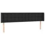Tăblie de pat cu LED, negru, 203x16x78/88 cm, piele ecologică