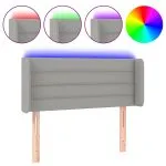 Tăblie de pat cu LED, gri deschis, 83x16x78/88 cm, textil