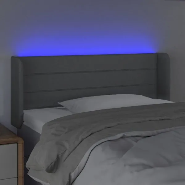 Tăblie de pat cu LED, gri deschis, 83x16x78/88 cm, textil