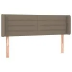Tăblie de pat cu LED, gri taupe, 147x16x78/88 cm, textil