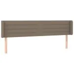 Tăblie de pat cu LED, gri taupe, 203x16x78/88 cm, textil
