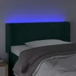 Tăblie de pat cu LED, verde închis, 83x16x78/88 cm, catifea