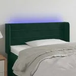 Tăblie de pat cu LED, verde închis, 83x16x78/88 cm, catifea