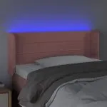 Tăblie de pat cu LED, roz, 103x16x78/88 cm, catifea