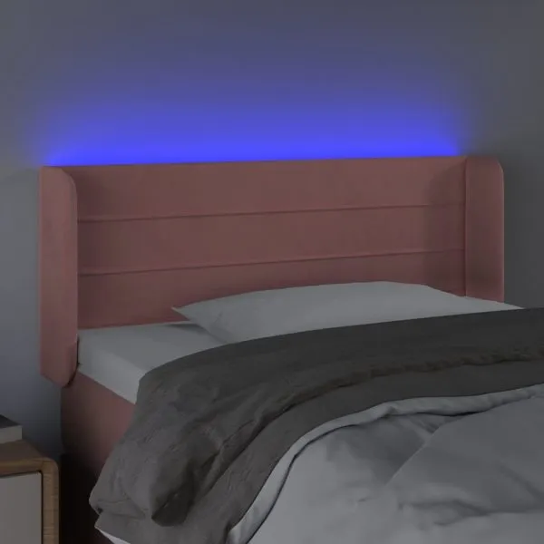 Tăblie de pat cu LED, roz, 103x16x78/88 cm, catifea