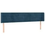 Tăblie de pat cu LED, albastru închis, 183x16x78/88 cm, catifea