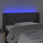 Tăblie de pat cu LED, gri închis, 83x16x78/88 cm, textil
