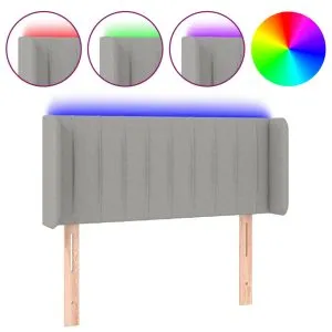 Tăblie de pat cu LED, gri deschis, 93x16x78/88 cm, textil
