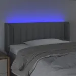 Tăblie de pat cu LED, gri deschis, 93x16x78/88 cm, textil