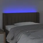 Tăblie de pat cu LED, gri taupe, 103x16x78/88 cm, textil