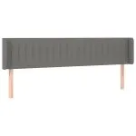 Tăblie de pat cu LED, gri închis, 183x16x78/88 cm, textil