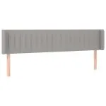 Tăblie de pat cu LED, gri deschis, 203x16x78/88 cm, textil