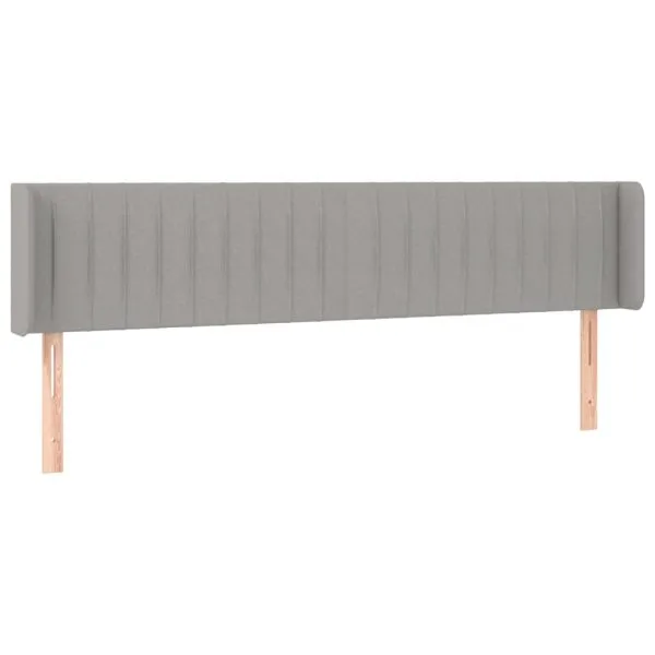 Tăblie de pat cu LED, gri deschis, 203x16x78/88 cm, textil