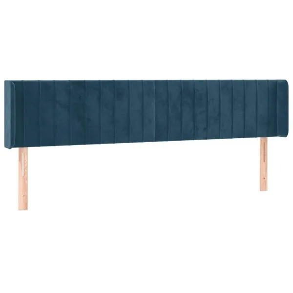 Tăblie de pat cu LED, albastru închis, 163x16x78/88 cm, catifea