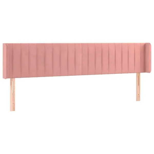 Tăblie de pat cu LED, roz, 203x16x78/88 cm, catifea