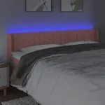 Tăblie de pat cu LED, roz, 203x16x78/88 cm, catifea