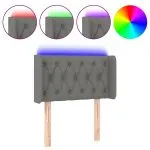 Tăblie de pat cu LED, gri închis, 83x16x78/88 cm, textil
