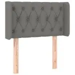 Tăblie de pat cu LED, gri închis, 83x16x78/88 cm, textil