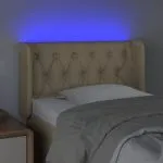 Tăblie de pat cu LED, crem, 83x16x78/88 cm, textil
