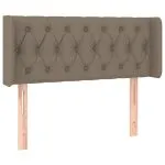 Tăblie de pat cu LED, gri taupe, 93x16x78/88 cm, textil