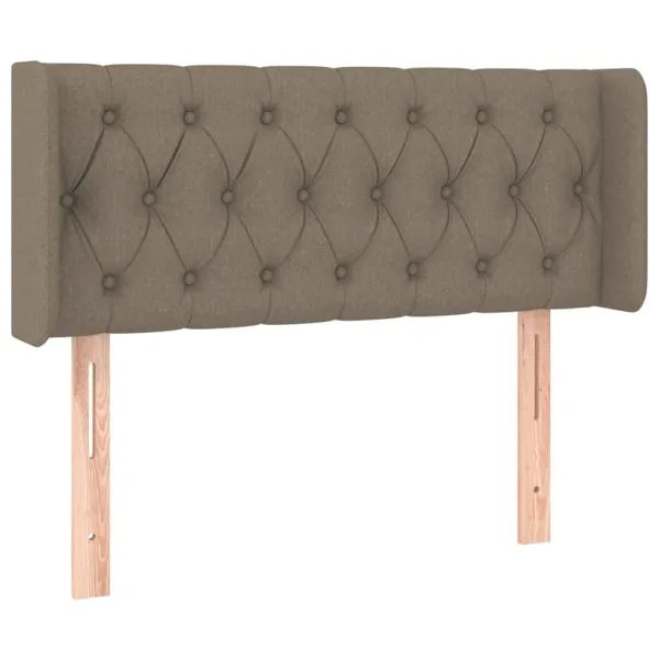 Tăblie de pat cu LED, gri taupe, 93x16x78/88 cm, textil