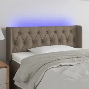 Tăblie de pat cu LED, gri taupe, 93x16x78/88 cm, textil