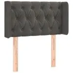 Tăblie de pat cu LED, gri închis, 83x16x78/88 cm, catifea