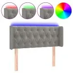 Tăblie de pat cu LED, gri deschis, 93x16x78/88 cm, catifea