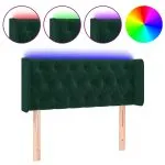 Tăblie de pat cu LED, verde închis, 103x16x78/88 cm, catifea