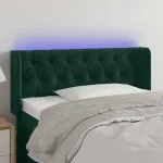 Tăblie de pat cu LED, verde închis, 103x16x78/88 cm, catifea