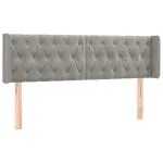 Tăblie de pat cu LED, gri deschis, 147x16x78/88 cm, catifea