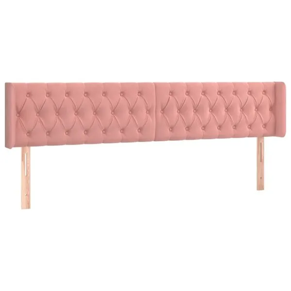 Tăblie de pat cu LED, roz, 203x16x78/88 cm, catifea