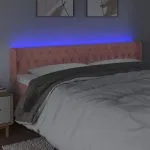 Tăblie de pat cu LED, roz, 203x16x78/88 cm, catifea