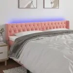 Tăblie de pat cu LED, roz, 203x16x78/88 cm, catifea