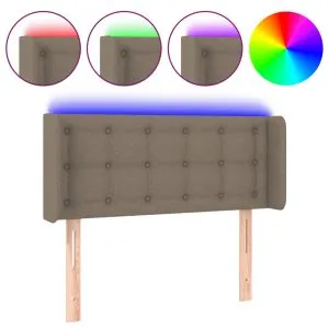 Tăblie de pat cu LED, gri taupe, 83x16x78/88 cm, textil