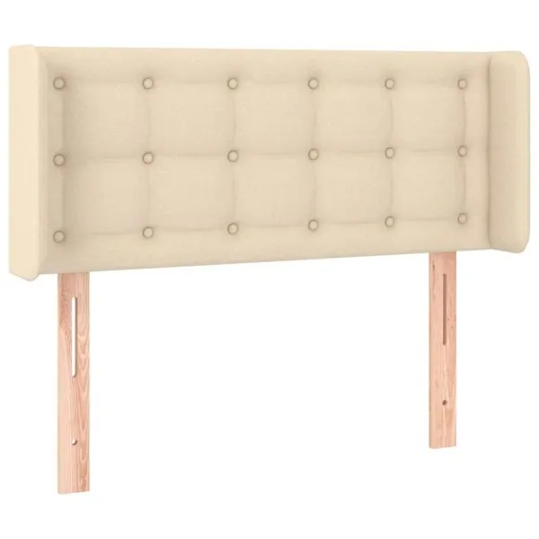 Tăblie de pat cu LED, crem, 93x16x78/88 cm, textil