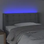 Tăblie de pat cu LED, gri deschis, 103x16x78/88 cm, textil