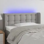 Tăblie de pat cu LED, gri deschis, 103x16x78/88 cm, textil