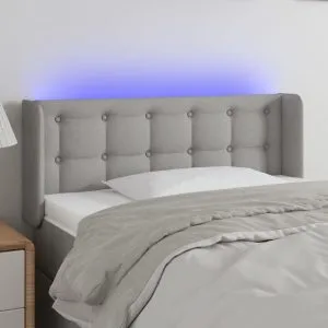 Tăblie de pat cu LED, gri deschis, 103x16x78/88 cm, textil