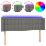 Tăblie de pat cu LED, gri închis, 147x16x78/88 cm, textil